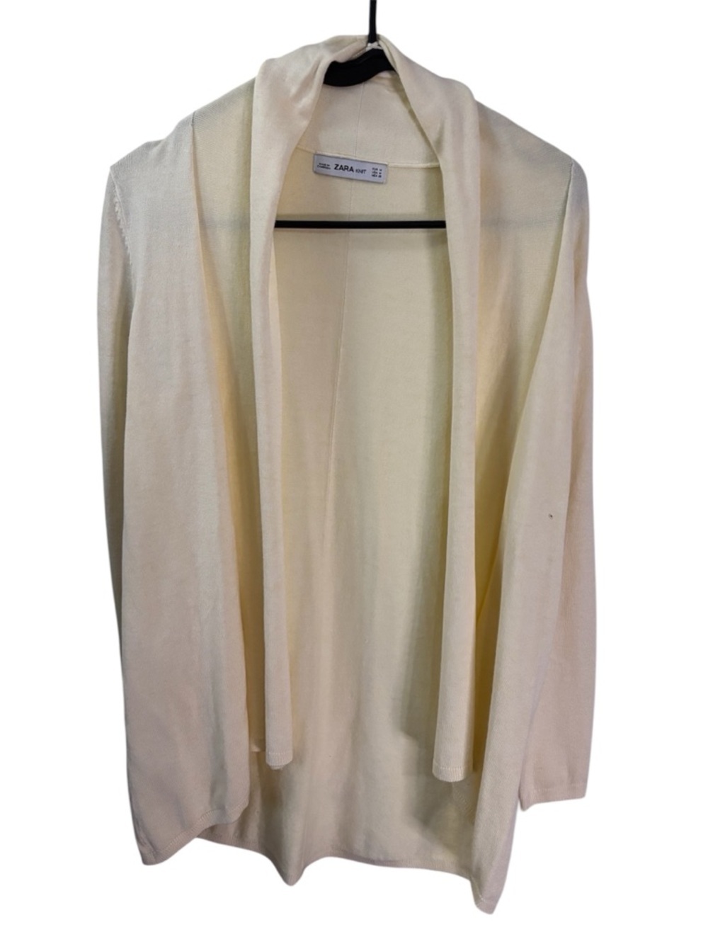 Super Cozy Soft ZARA Cream Lightweight Open-Front Knit Cardigan | Size M